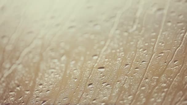 Gotas de agua de lluvia en ventana — Vídeos de Stock