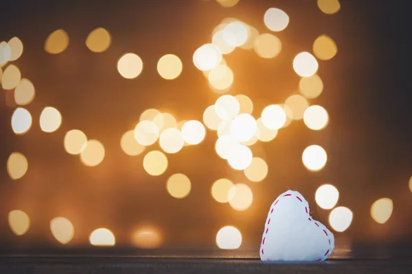 Heart shape gift and Fairy Lights — Stock Photo, Image