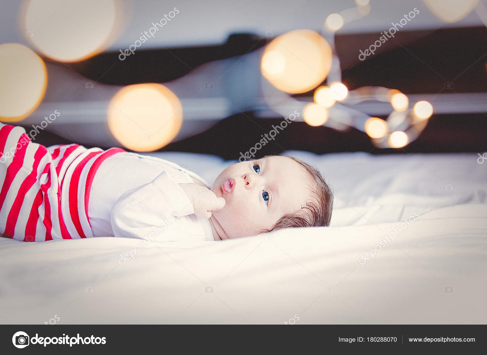 Funny Little Baby Wearing White Clothes Lying Bed Infant Just Stock Photo Image By C Massonforstock Funny Little Baby Wearing White Clothes Lying Bed Infant Just Stock Photo Image By C Massonforstock