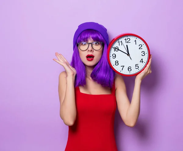 Portret Van Jonge Stijl Hipster Meisje Met Bruin Haar Grote — Stockfoto