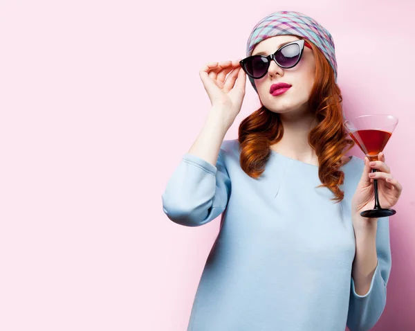 Girl with glass of drink — Stock Photo, Image