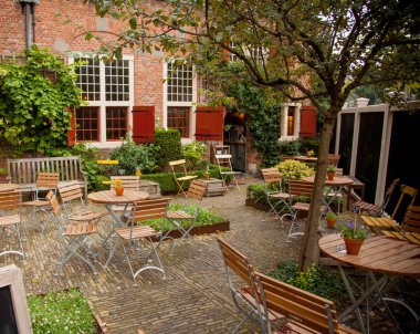 Sandalye ve masa Restoran kafe, Amsterdam, Hollanda