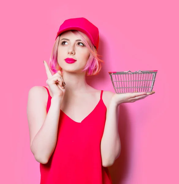 Retrato Hermosa Mujer Joven Con Bolsa Compras Maravilloso Fondo Del — Foto de Stock