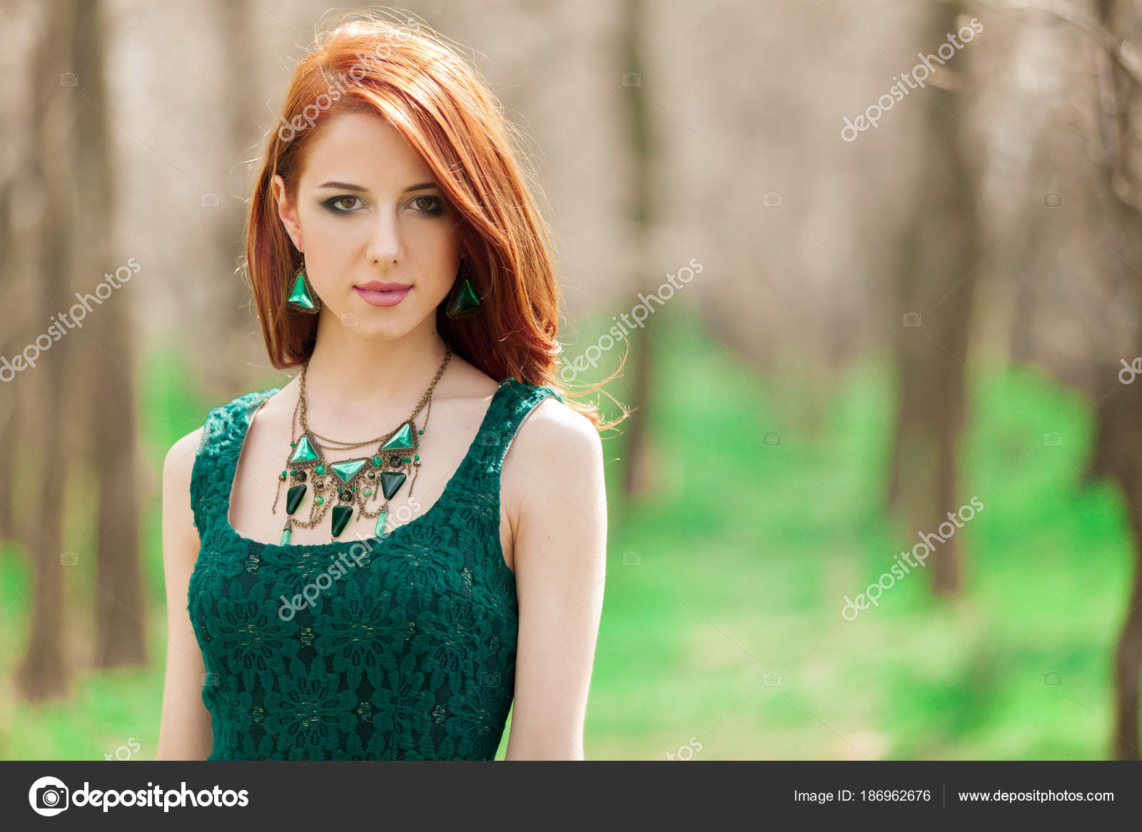Beautiful girl hot sale in green dress
