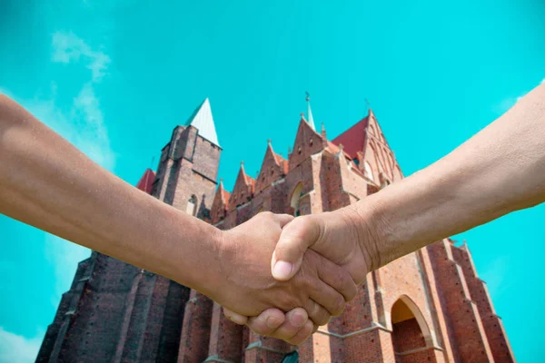 Handshake dvou lidí, konflikt — Stock fotografie