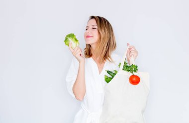 farklı sebze kadın holding çanta