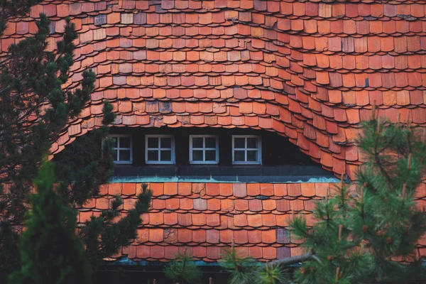 Petites Fenêtres Maison Domestique Toit Fenêtres Fabriqués Dans Style Allemand — Photo