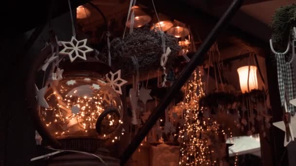 Χριστουγεννιάτικη Διακόσμηση Στην Αγορά Της Δρέσδης Γερμανία — Αρχείο Βίντεο