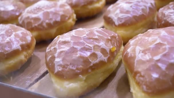 Traditionele Donuts Poolse Vakantie Dikke Donderdag — Stockvideo