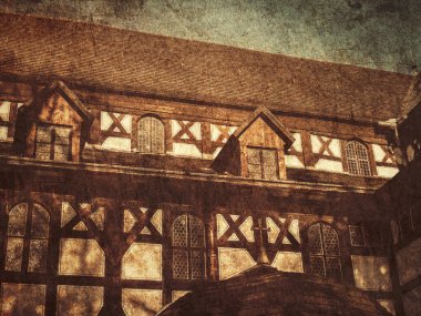 Yaşlı Alman yarı keresteli Protestan Kilisesi.