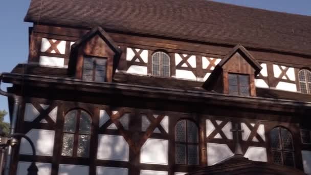 View Timber Framing Protestants Church Poland — ストック動画