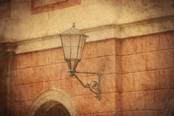 Aged street lighting lamp in Germany. Image in old color style — Stock Photo, Image