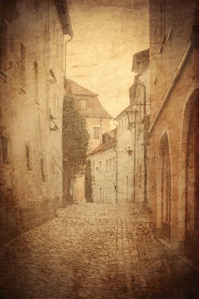 Widok na ulicę miasta średniowiecznego w Niemczech. — Zdjęcie stockowe