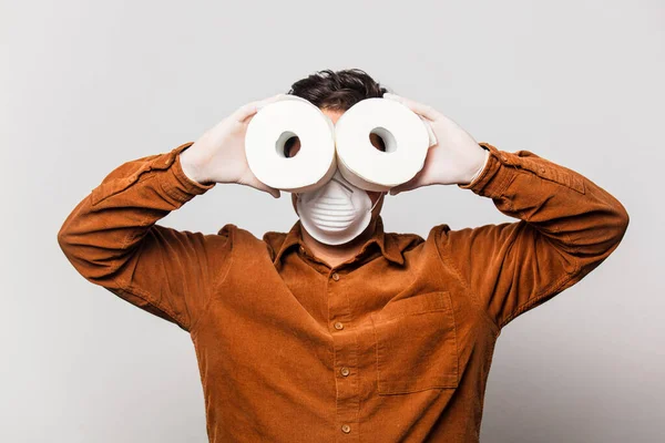 Handsome Guy Toilet Paper — Stock Photo, Image