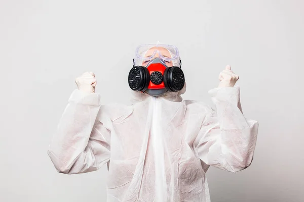 Femme Médecin Combinaison Protection Lunettes Avec Masque — Photo