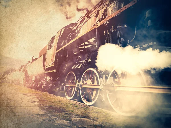 Vintage Trains Steam Move Photo Old Image Color Style — Stock Photo, Image