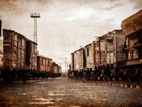 Empty Abandoned Soviet Train Cars Abandoned Stati — Stock Photo, Image