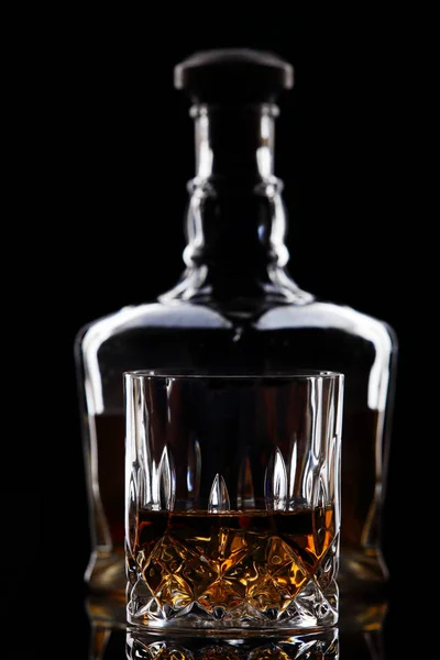 Bottle of whiskey and glass — Stock Photo, Image