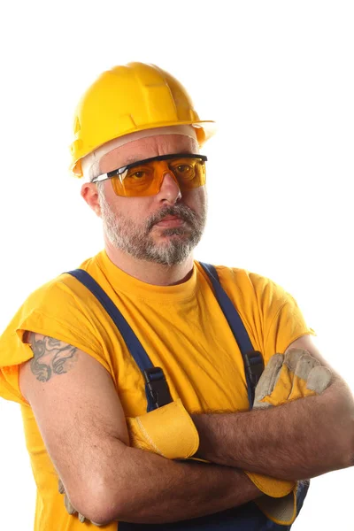 Worker on white background — Stock Photo, Image