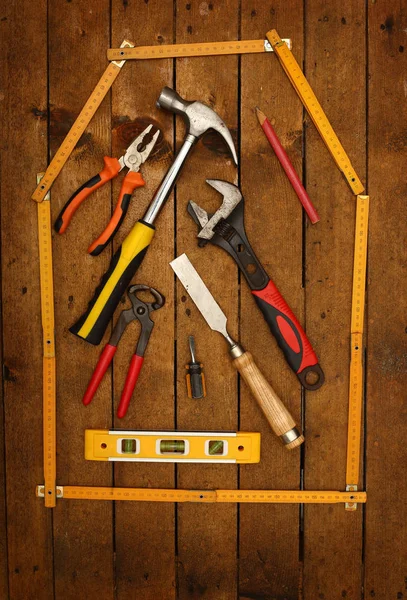 Yardstick casa e ferramentas — Fotografia de Stock
