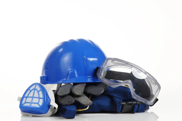 Equipamento de segurança capacete azul — Fotografia de Stock