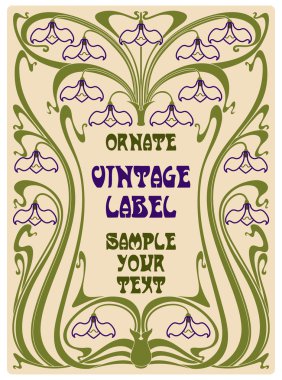 Vector vintage items: label art nouveau clipart