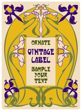 Vektör vintage öğeler: etiket art nouveau