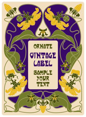 Vektör vintage öğeler: etiket art nouveau