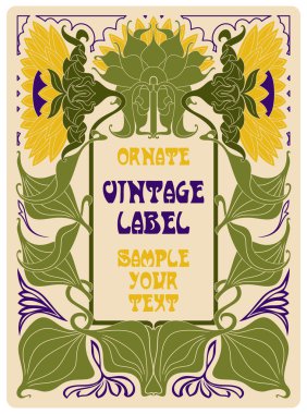 Vektör vintage öğeler: etiket art nouveau