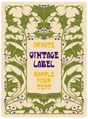 Vektör vintage öğeler: etiket art nouveau
