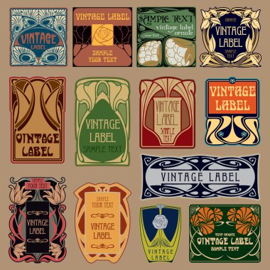Vektör vintage öğeler: etiket art nouveau
