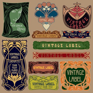 Vektör vintage öğeler: etiket art nouveau