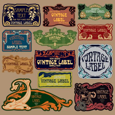 Vektör vintage öğeler: etiket art nouveau