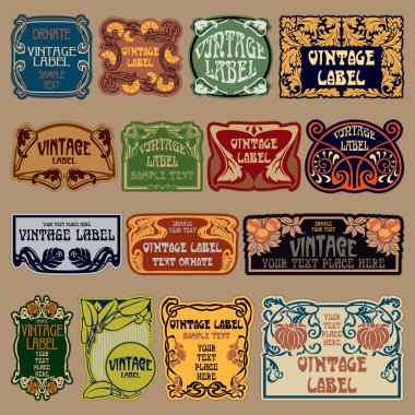 Vektör vintage öğeler: etiket art nouveau