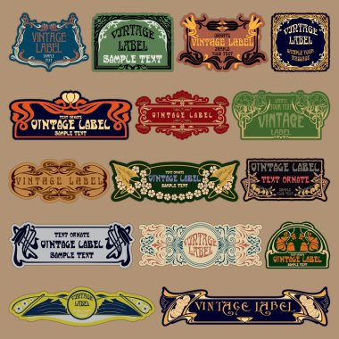 Vektör vintage öğeler: etiket art nouveau