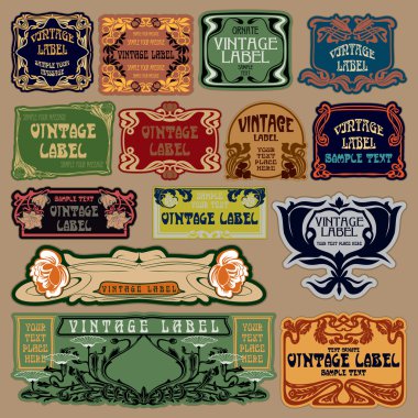 Vektör vintage öğeler: etiket art nouveau