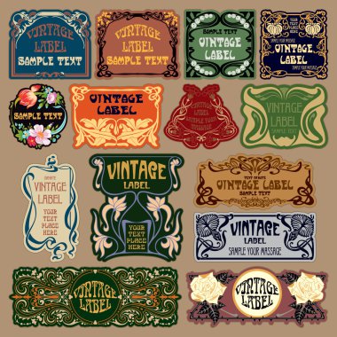 Vektör vintage öğeler: etiket art nouveau