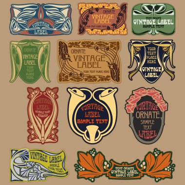 Vektör vintage öğeler: etiket art nouveau