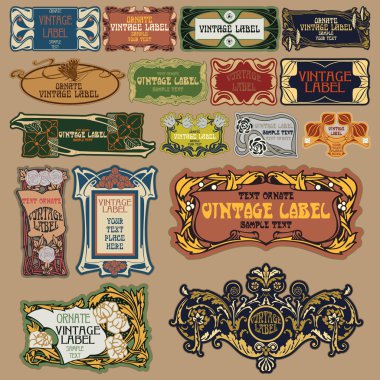 Vektör vintage öğeler: etiket art nouveau
