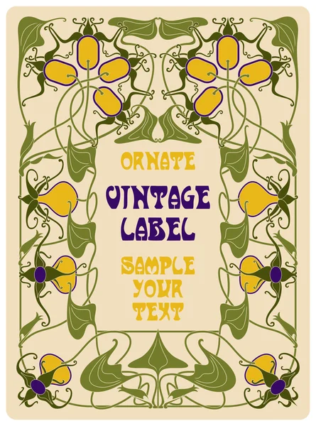 Oggetti vintage vettoriali: etichetta art nouveau — Vettoriale Stock