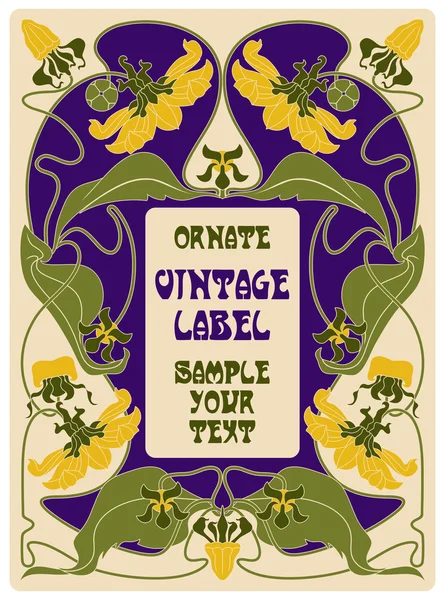 Oggetti vintage vettoriali: etichetta art nouveau — Vettoriale Stock