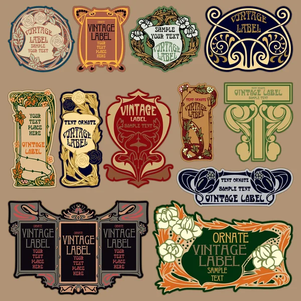 Artículos de la vendimia del vector: etiqueta art nouveau — Vector de stock