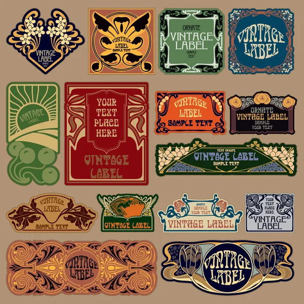 Vector vintage items: label art nouveau — Stockvector