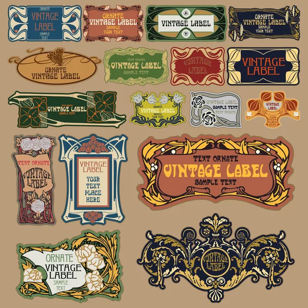Vektör vintage öğeler: etiket art nouveau