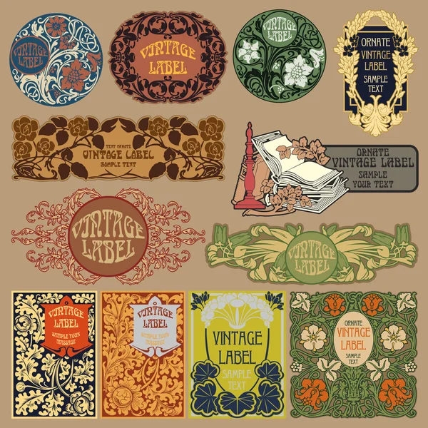 Vector itens vintage: etiqueta art nouveau — Vetor de Stock