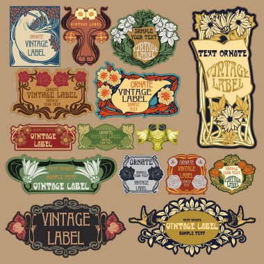 Vektör vintage öğeler: etiket art nouveau