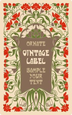 Vektör vintage öğeler: etiket art nouveau