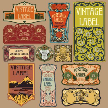 Vektör vintage öğeler: etiket art nouveau