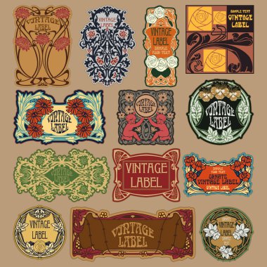 Vektör vintage öğeler: etiket art nouveau