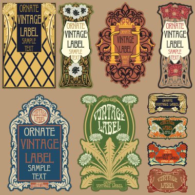 Vektör vintage öğeler: etiket art nouveau